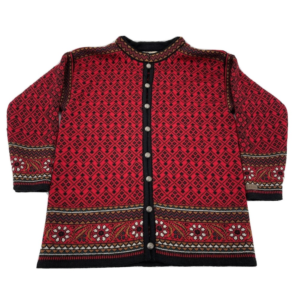 Dale Of Norway Wool Cardigan Sweater Womens Small Red